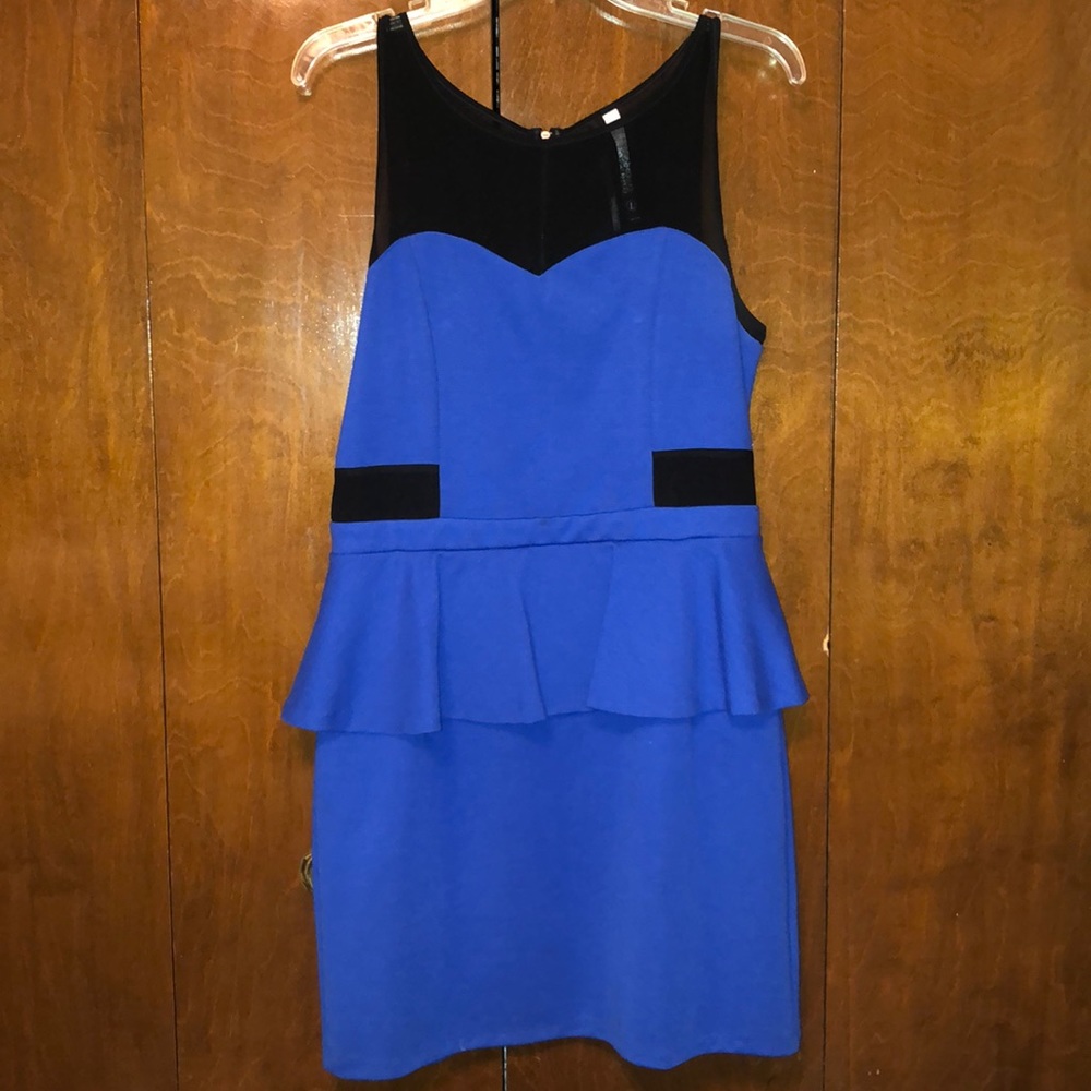 Blue peplum dress size Large